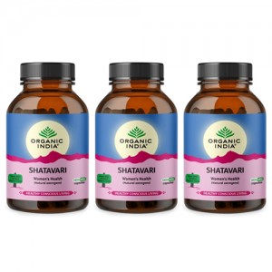 Шатавари марка Органик Индия (Shatavari Organic India), 3 упаковки по 60 капсул